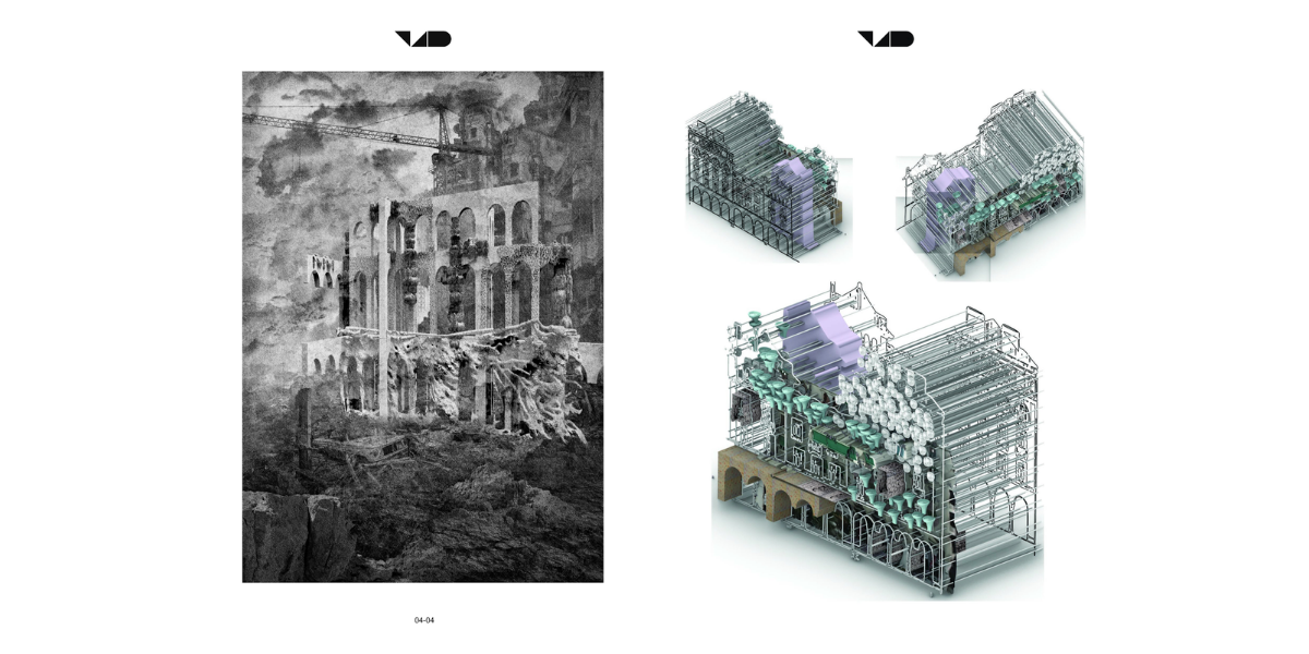 Buildings rendered in 3D